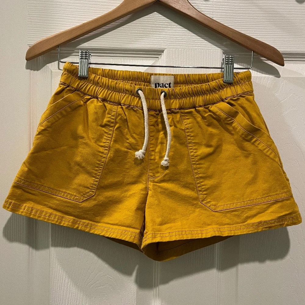 Pact Women's Yellow Twill Shorts (XS) - Picture 1 of 7
